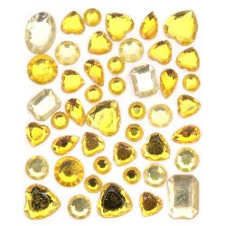 Sheet Self-Adhesive Acrylic Rhinestones Flatback DIY various shapes color yellow