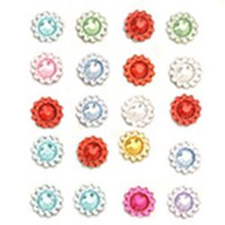 Self-adhesive flowers acrylic 8 mm assortment -20 pieces