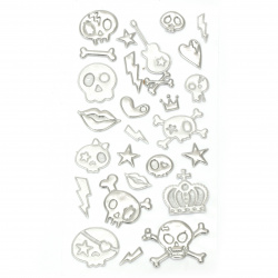 3D adhesive stickers skulls 5 ~ 28x10 ~ 40 mm