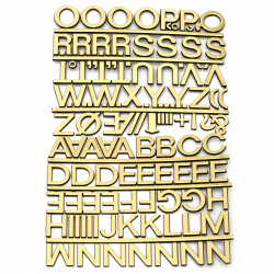 Adhesive stickers Letters and signs 18x25 mm gold color - 115 pieces