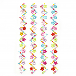 Self-adhesive stones acrylic Zig zag flowers colored