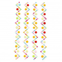 Self-adhesive stones acrylic Zig zag flowers colored