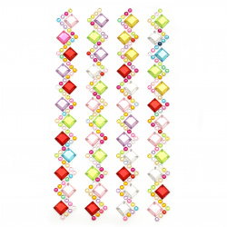 Self-adhesive stones acrylic Zig zag square colored