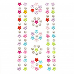 Self-adhesive stones acrylic and pearl Flowers colored and silver color