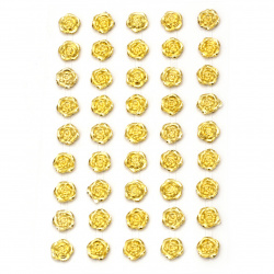 Самозалепващи перли цвете 10 мм цвят злато - 45 броя