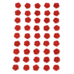 Самозалепващи перли цвете 10 мм червени - 45 броя