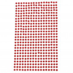 Emisferele perlelor autoadezive 4 mm roșu - 442 bucăți