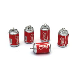 Plastic Can Pendants 12x23 mm – Hole 1.5 mm, Red & White Colors, Set of 5 for Trendy Jewelry, Keychains & Fun DIY Projects