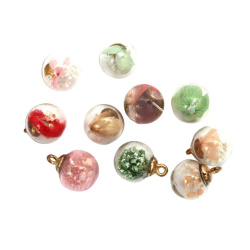 Glass Sphere Pendant 16x20 mm Hole 1.5 mm Transparent with Filling MIX - 2 Pieces