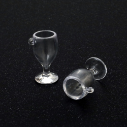 Plastic Pendant/Decoration Element 22x32x19 mm Hole 2 mm Transparent Cup - 2 Pieces