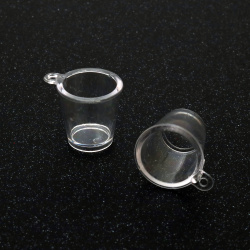 Plastic Pendant Transparent Cup for Decoration 30x25x25 mm Hole 2 mm - 2 Pieces