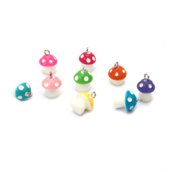 Rubber Pendant Mushroom 12x16 mm Hole 1.5 mm MIX - 5 Pieces