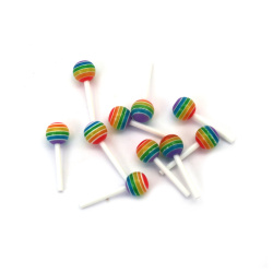 Decoration Element Rubber Lollipop 6x18 mm MIX - 10 Pieces