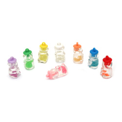 Glow-in-the-Dark Transparent Rubber Bear Pendant with Filling 14x26x13 mm Hole 2 mm MIX Colors - 5 Pieces