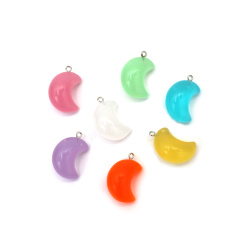 Glowing Resin Moon Pendants 20x30x14 mm – Hole 1.5 mm, MIX Colors, Set of 5 for Dreamy Jewelry, Night-Inspired Crafts & Creative DIY Projects