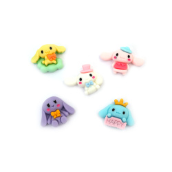 Cabochon Type Cute Acrylic Cutouts / 1.7~1.8 cm / ASSORTED Bunnies - 10 pieces