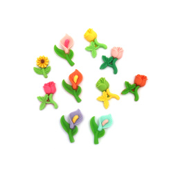 Cabochon Type Acrylic Cutouts for DIY and Crafts / 2.7~3.2 cm / ASSORTED Flowers - 10 pieces