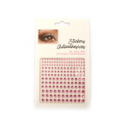Self-adhesive acrylic stones, stickers from 3 mm to 6 mm pink - 165 pieces