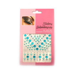 Self-adhesive stones acrylic and pearl stickers, hemispheres color blue - 159 pieces