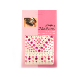 Pietre autoadezive semisfere acrilice și perle de culoare roz - 159 buc.