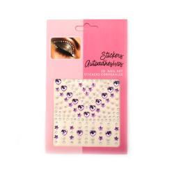 Pietre autoadezive semisfere acrilice și perle de culoare violet - 159 buc.