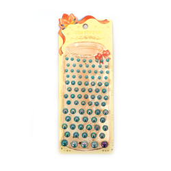 Самозалепващи перли полусфери от 6 мм до 12 мм цвят син дъга -83 броя