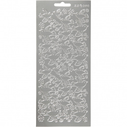 Decorative Metallic Stickers "Creativ" / Birds / 10x23 cm / Silver - 1 sheet