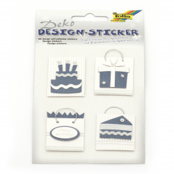 FOLIA design stickers ALL YEAR ROUND color white and blue - 4 pieces