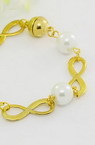 Bracelet metal color gold glass beads magnetic clasp infinity 175 mm