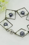 Metal bracelet glass, beads magnetic, clasp 175 mm
