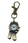 Ключодържател часовник отварящ метал цвят античен бронз 85 мм ръка
