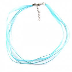 Гердан лента Органза 4 реда шнур небесно син