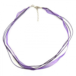 Necklace ribbon Organza cotton cord 3 rows purple