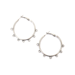 Hoop Chandelier Earrings, 39x45x2 mm, Loops: 2 mm, Silver  - 2 pieces /1 pair/