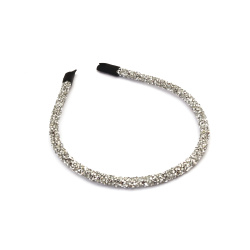 Hairband made of Metal and Crystals, 6 mm, silver color, hair accessory for women