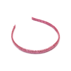 Plastic Hairband with Brocade, Color: Pink, 10 mm, Hair Accessories for Girls and Women