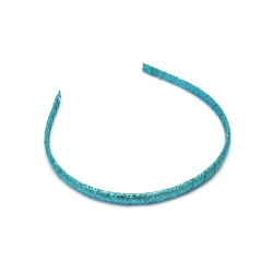 Hairband made of plastic with brocade, 10 mm, color Blue, Hair Accessory for Women and Girls