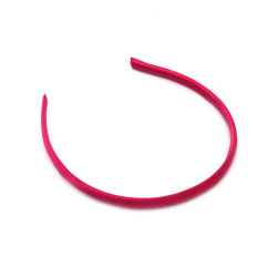 Plastic Hairband with Textile, 10 mm, Color: Cyclamen, Headband Accessories for Women and Girls