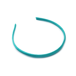 Turquoise Textile Hairband with  Plastic Base, 10 mm, Headband Accessory for Women and Girls
