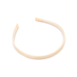 Plastic Hairband with Cream-colored Textile Cover, Toothed Headband, 10 mm, Hair Accessory for Women and Girls, Pastel Cream Color