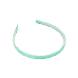 Plastic Headband with Aquamarine-colored Textile, 10 mm, Toothed Hairband Hair Accessory