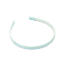 Plastic Hairband with Light Blue Textile Cover - Slightly Toothed, 10 mm, Hair Accessory for Girls and Women