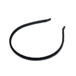 Tiară metalică cu piele întoarsă neagră de 5 mm - 2 bucăți