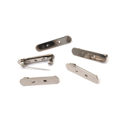 Metal Brooch Pin Back 8x38x8 mm, Silver Color - 5 pieces