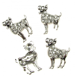 Metal brooch with crystals 20x25 mm color silver ram