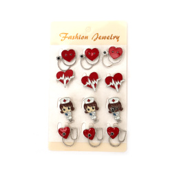 Επαγγελματικό μεταλλικό μπροσέ με βαφή, μικτές διαστάσεις 17~24 x 20~30 mm – Ιατρικό σχέδιο σε ασημί χρώμα, σετ 12 τεμ. για στολές, δώρα σε επαγγελματίες υγείας & εκδηλώσεις αναγνώρισης, ιδανικό για DIY χειροτεχνίες