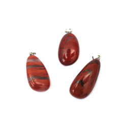 Pendant natural stone Jasper red 15~25x25~35 mm