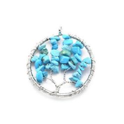Pandantiv din piatră naturală TURCOAZ și metal 55x48x6 mm