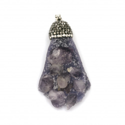 Pendant polymer with crystals and built-in AMETHYST 32 ~ 38x55 ~ 60 mm