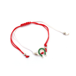 Textile Martenitsa Bracelet with Metal Element - Horseshoe and Ladybug - 10 pieces
